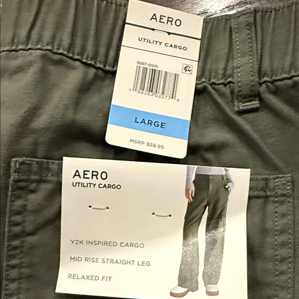 Aeropostale Women’s Green Cargo Pants Utility Pocket Elastic Waist Size medium - Picture 4 of 8